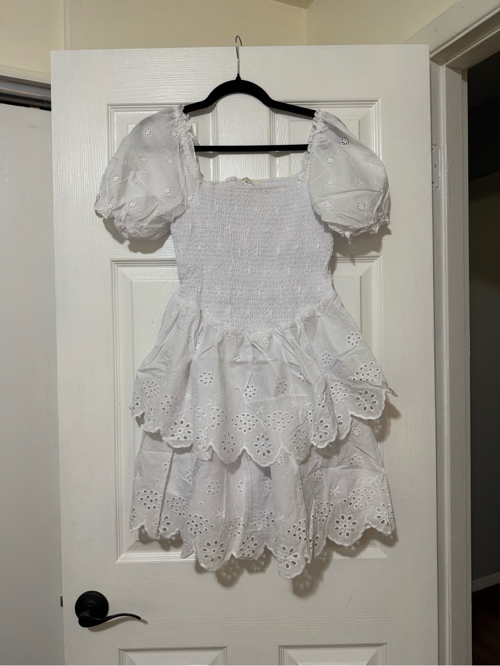 NWT Smocked Puff Sleeves White Dress